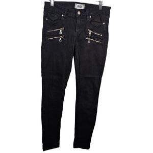 Paige Women's Edgemont Double Zip Black Skinny Jeans Womens 28 Made in USA